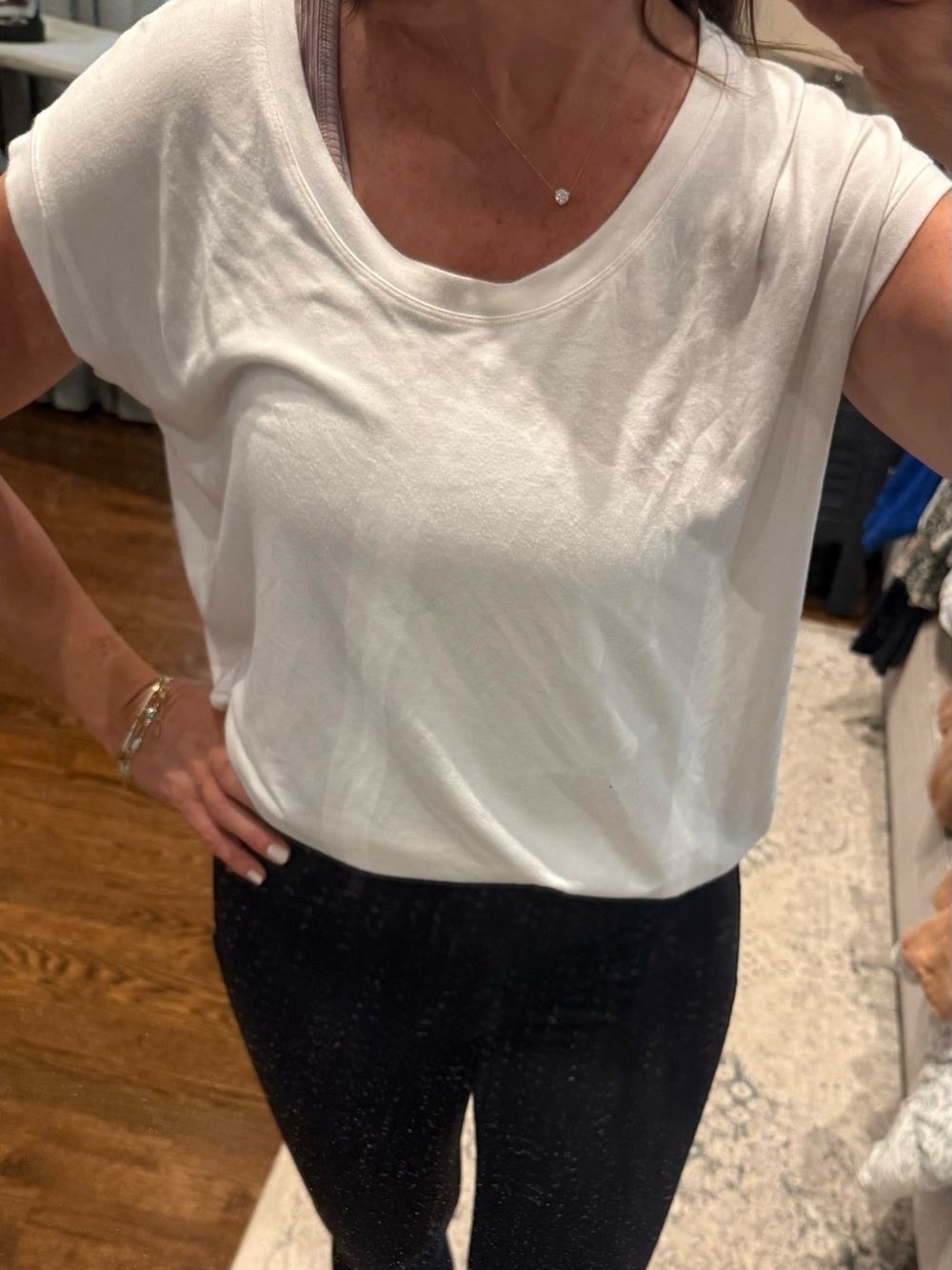 Athleta White Cap-Sleeve Scoop Neck Tee